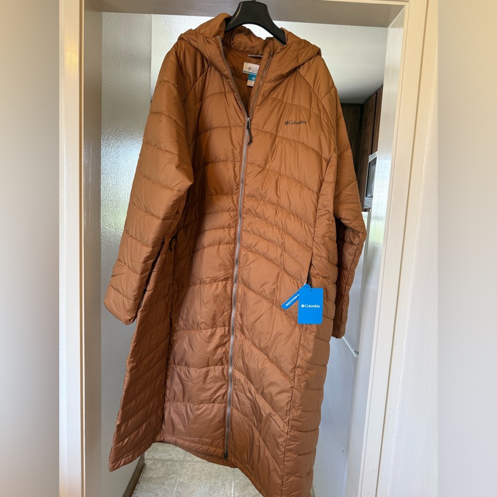 Columbia Women's Long Puffer Coat in Rust Brown NWT